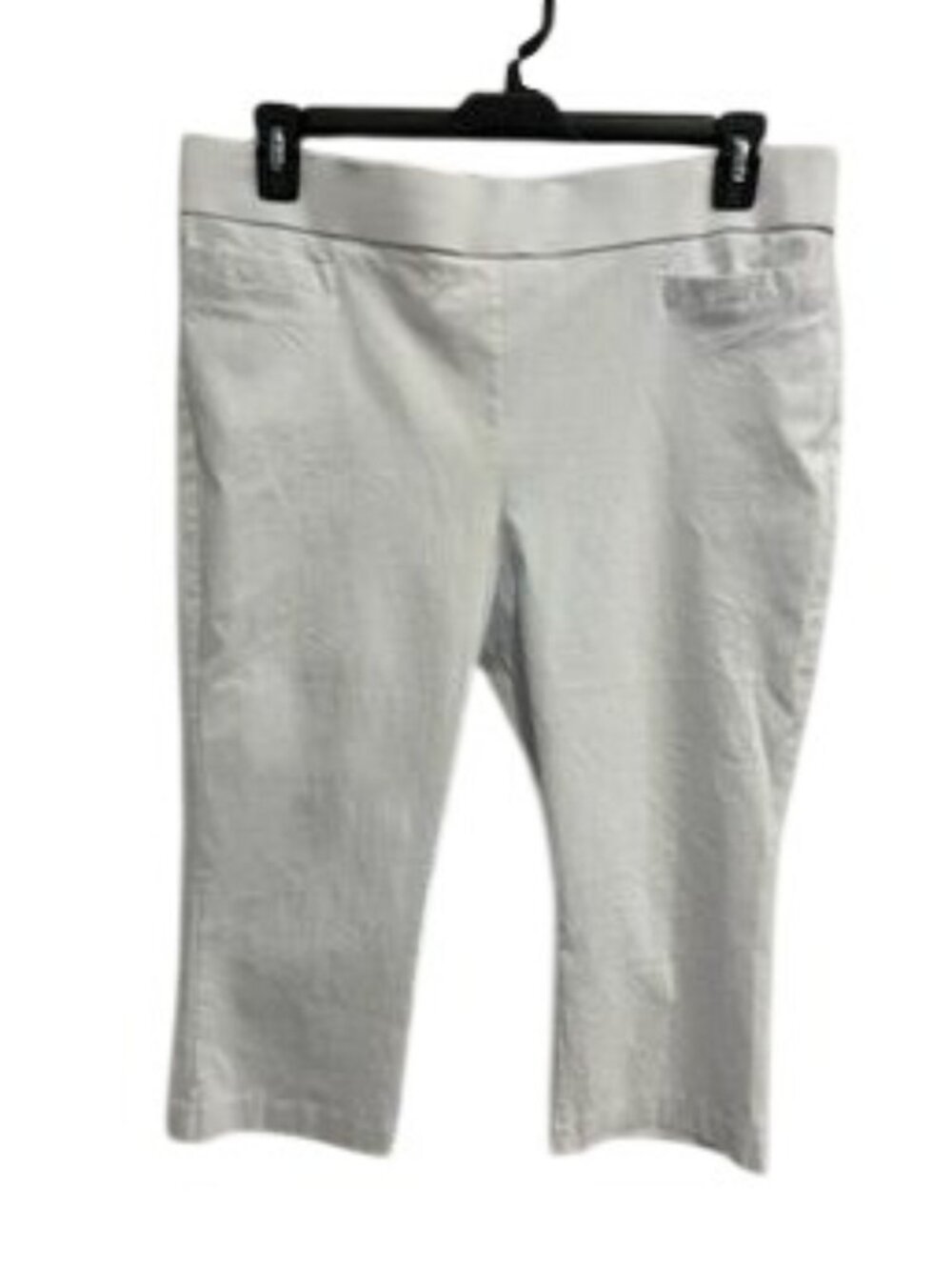 Coral Bay 16 White Stretch Rayon Blend Pull-On Capri Pants Calmcore Minimalist